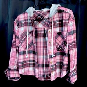Plaid pink hoodie